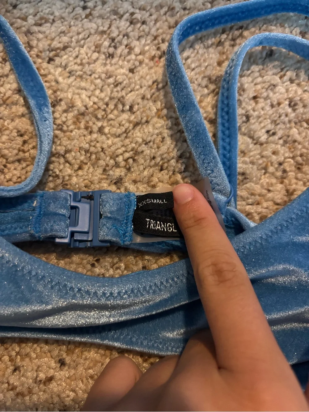 triangl swimwear Bright Blue Velvet Scoop Bikini Set